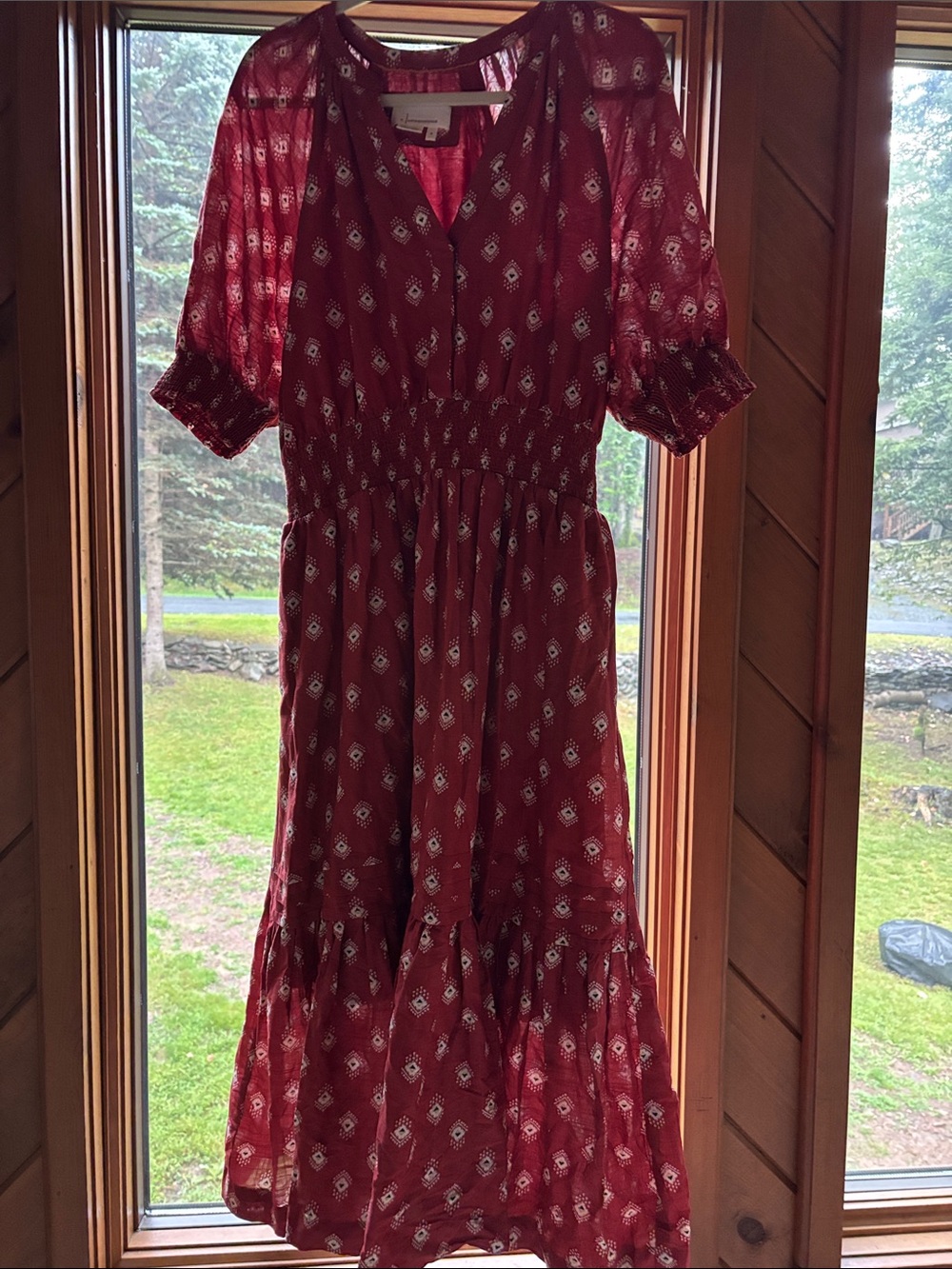 Women’s Red Patterned Midi Dress